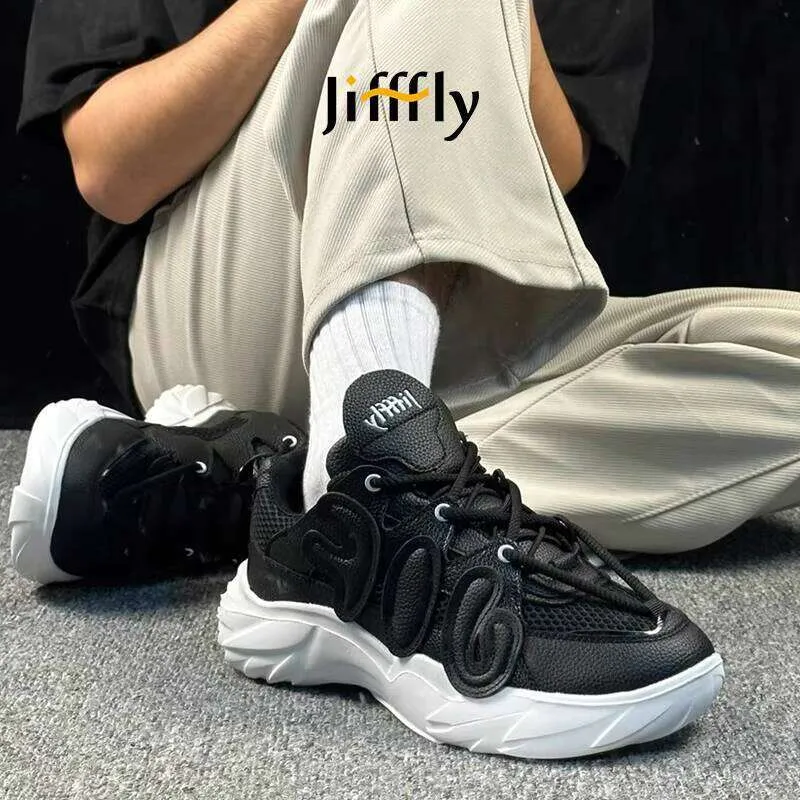 Baskets blanches polyvalentes Jifffly Dad pour femmes, collection été 2025, nouvelle marque tendance, chaussures de sport pour couples_voghion.com