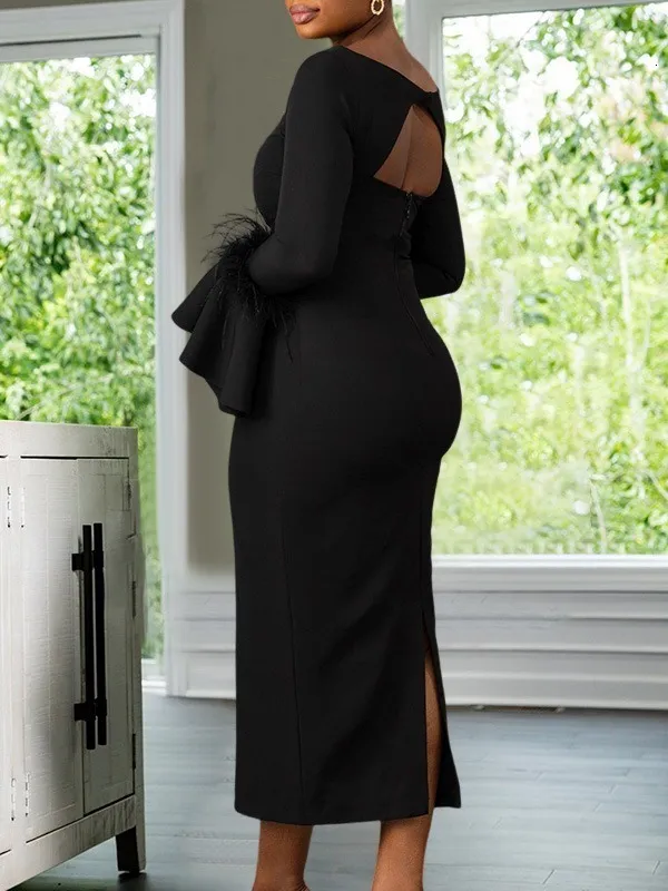 Uoozee Spring Elegant Banquet Dress Fashion Solid Color Feather Sleeves A  Line Party Ball Long Dress 241019 From Zara04, $20.66 | DHgate.Com