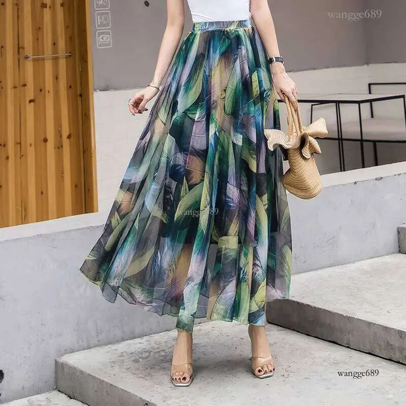 Boho Maxi Skirt: Flowing Chiffon Skirt Maxi With Elastic High