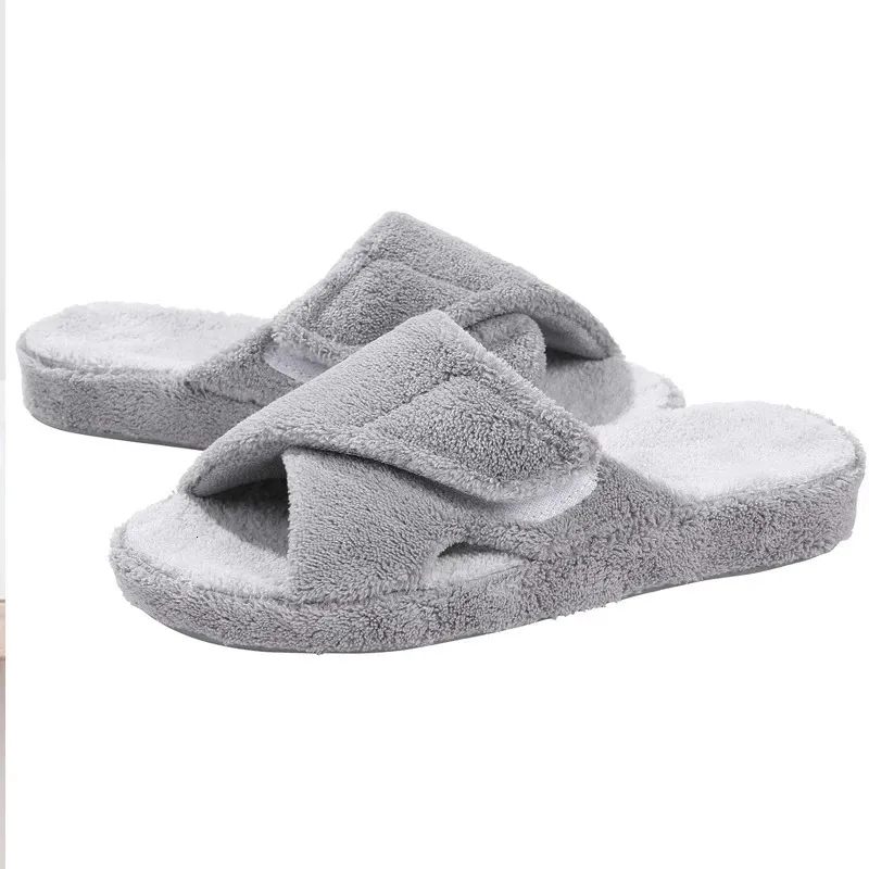 Pantofole da casa da donna Pallene Cross Band in cotone, morbide e antiscivolo, con punta aperta, modello 250723_voghion.com