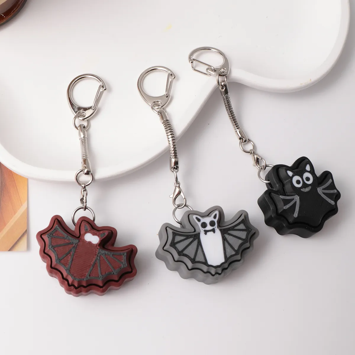 Clickable Key Chain Portable 3D Printed Bat Black Cat Keychain For Adult Stress Relief With ...