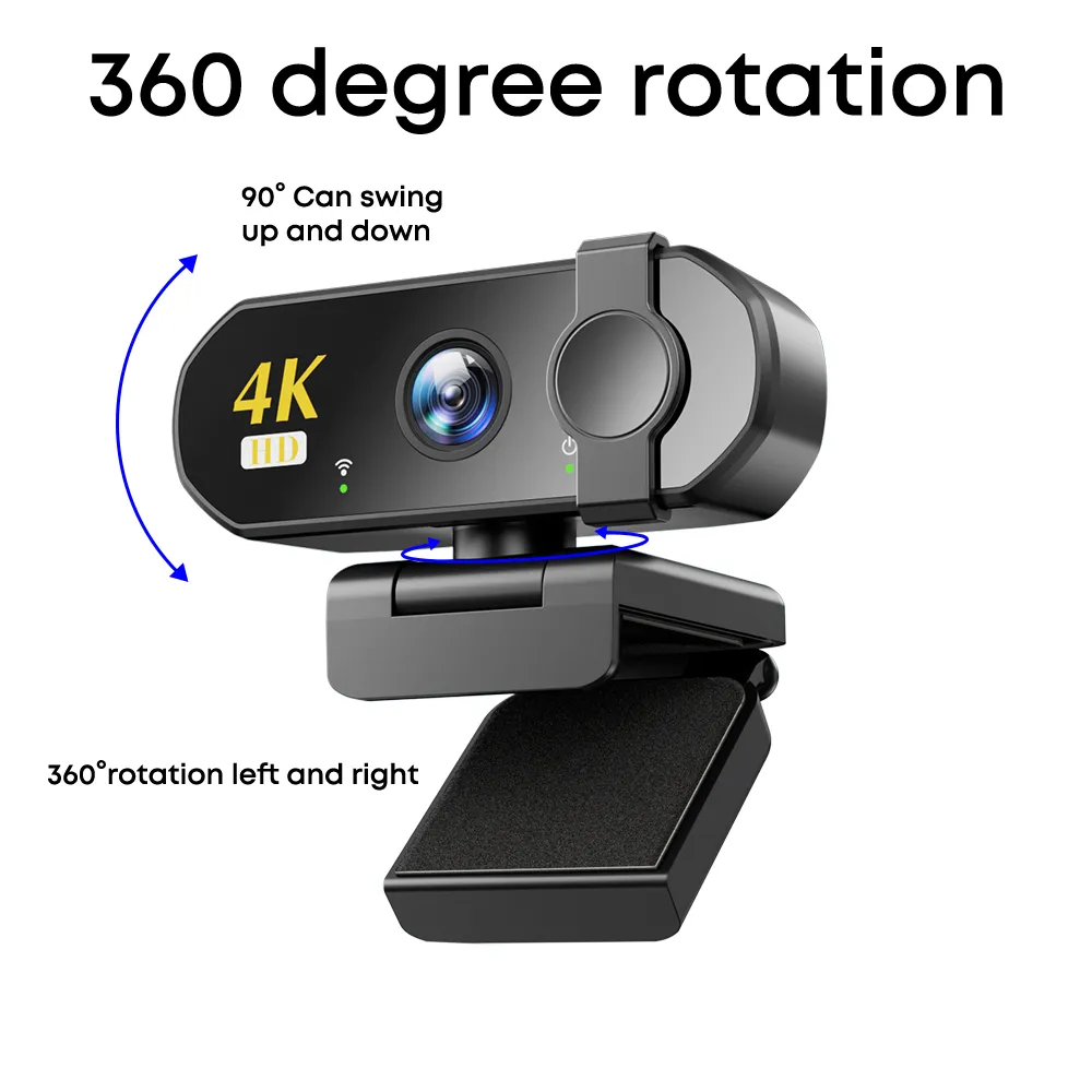 4K Full HD Mini Web Camera With Microphone, USB Plug And Play For ...