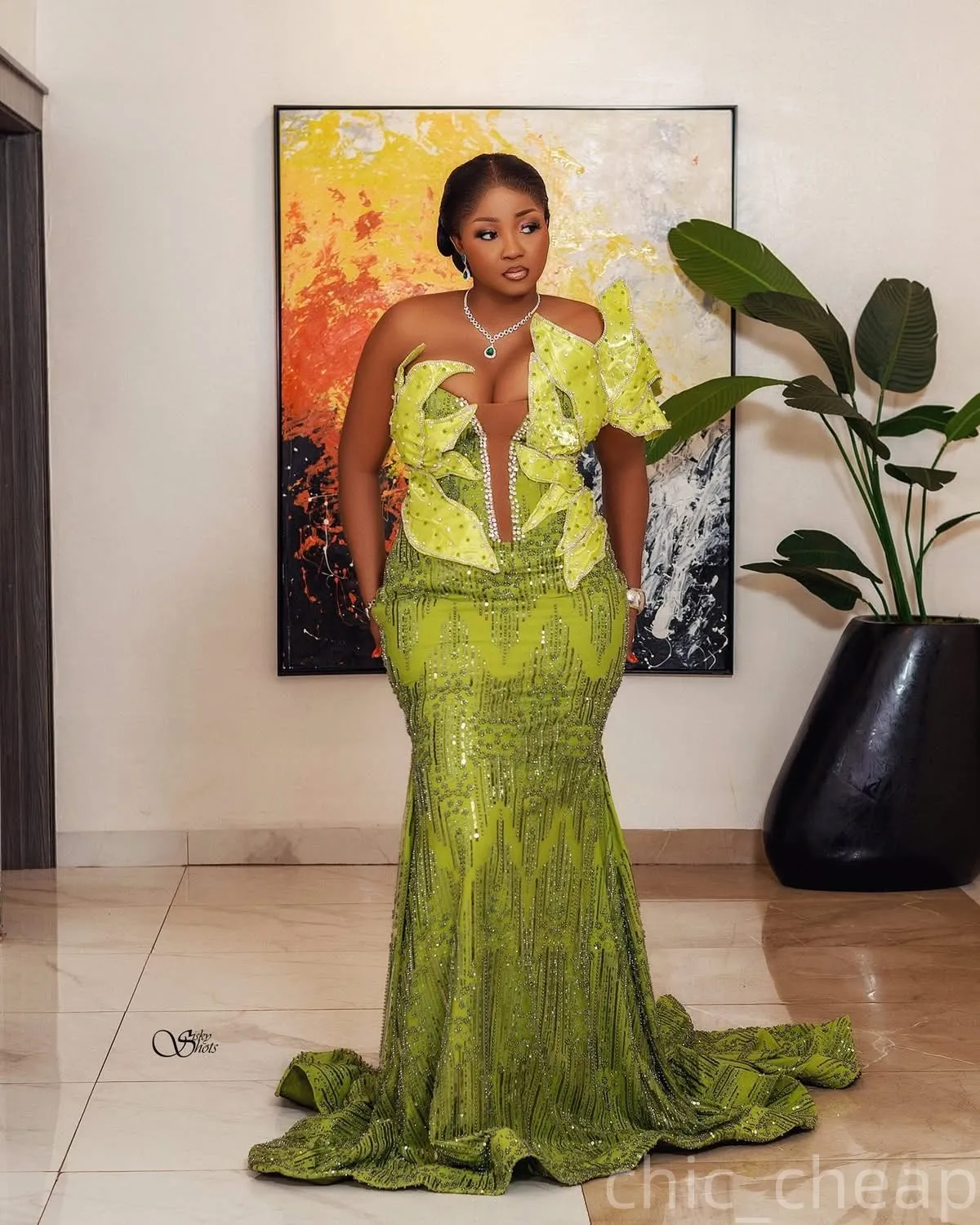 Mermaid Olive Green Green Sparkly Prom Dress With... From Chic_cheap, $250.53