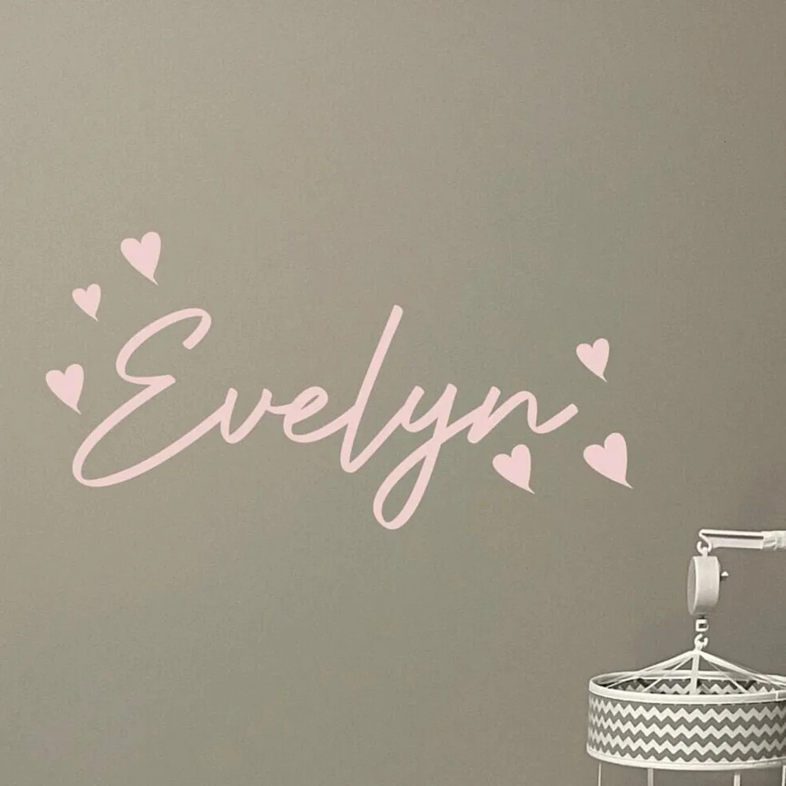 Personalized Name Hearts Vinyl Wall Decal Custom Nursery & Girls ...