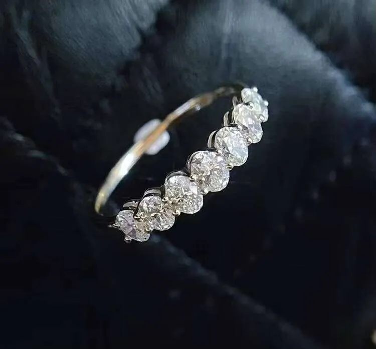 Fine 7PCS Oval Moissanite Eternity Band Ring Real 14K White Solid Gold Rings Women Wedding Engagement Jewelry_voghion.com