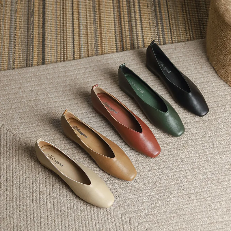 Vintage Soft Low Heel Shoes Work Woman Mary Jane Minimalist Shoes