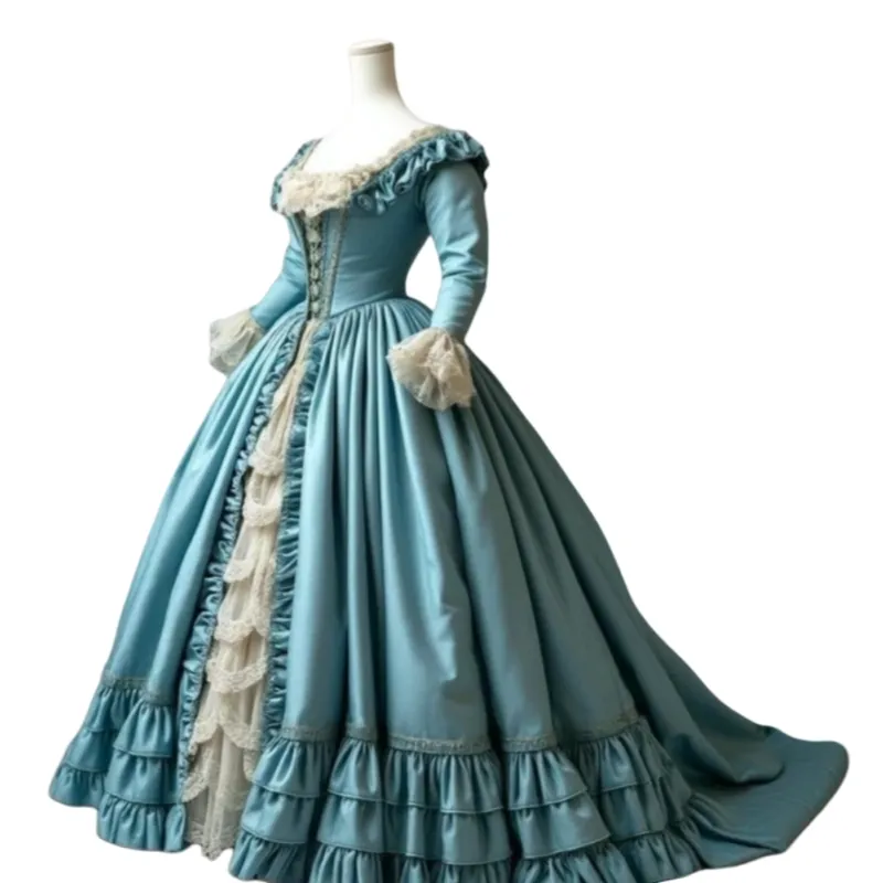 strapless open back dress Light Blue Sexy Prom Dress，Wedding Guest Dress，Long Sleeve Off Shoulde –  FlosLuna main image 1