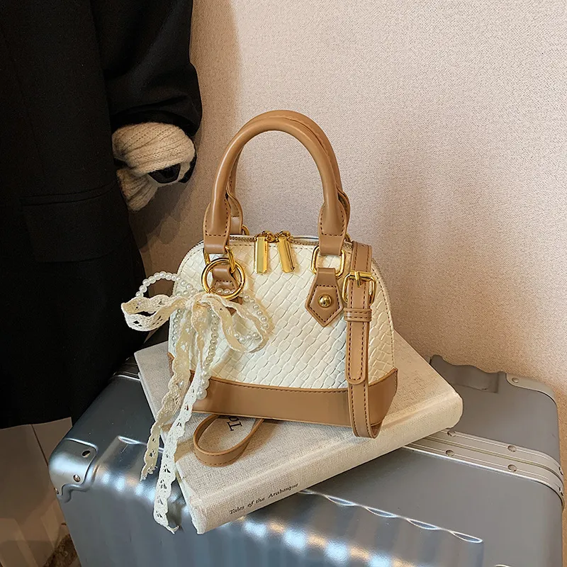 Elegant Shell Handbag For Women Color Block Crossbody Bag, Small Square ...