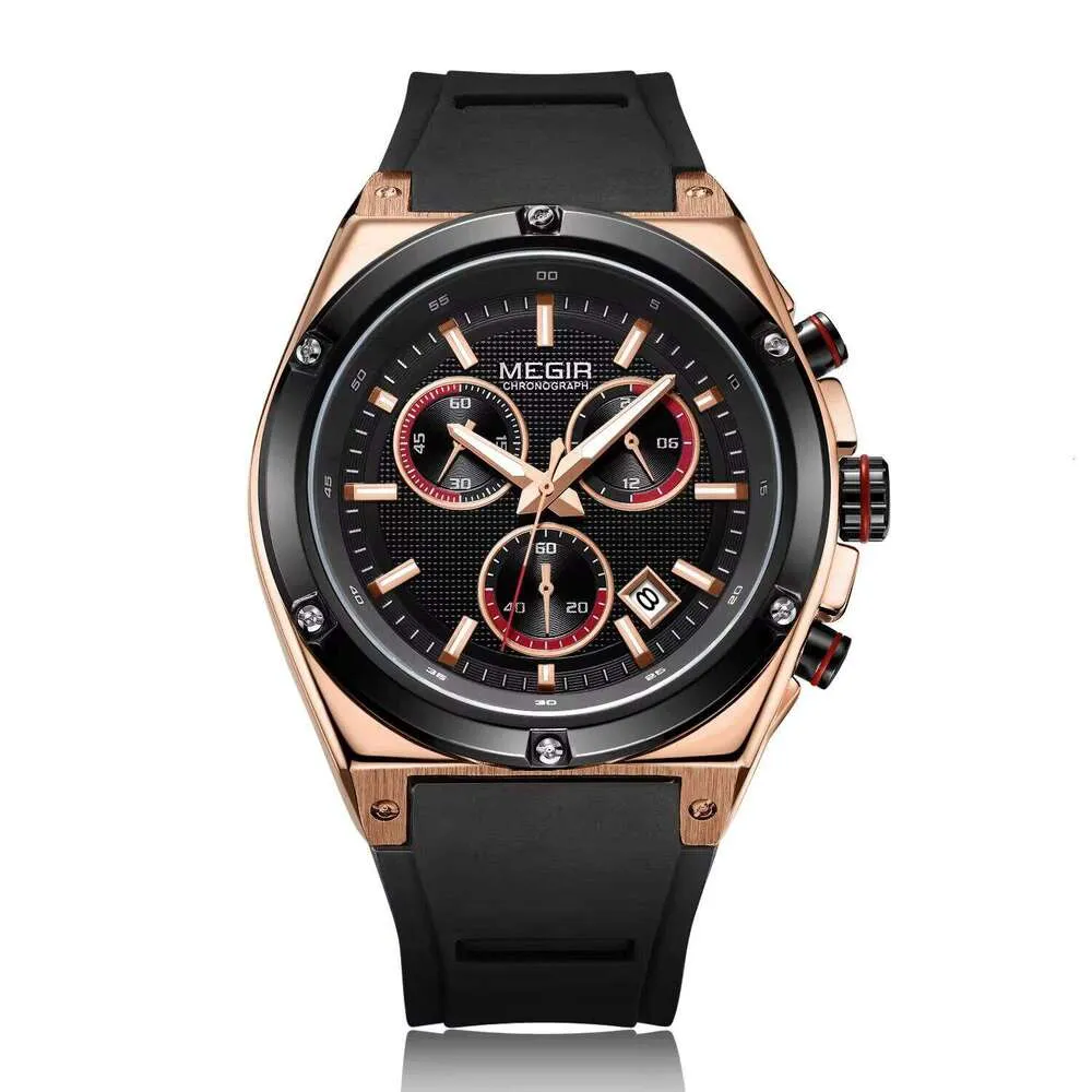 MEGIR Luxury Brand Men orologi sportivi cinturino in Silicone orologio cronografo impermeabile al quarzo milare orologi da polso maschili data automatica  1511