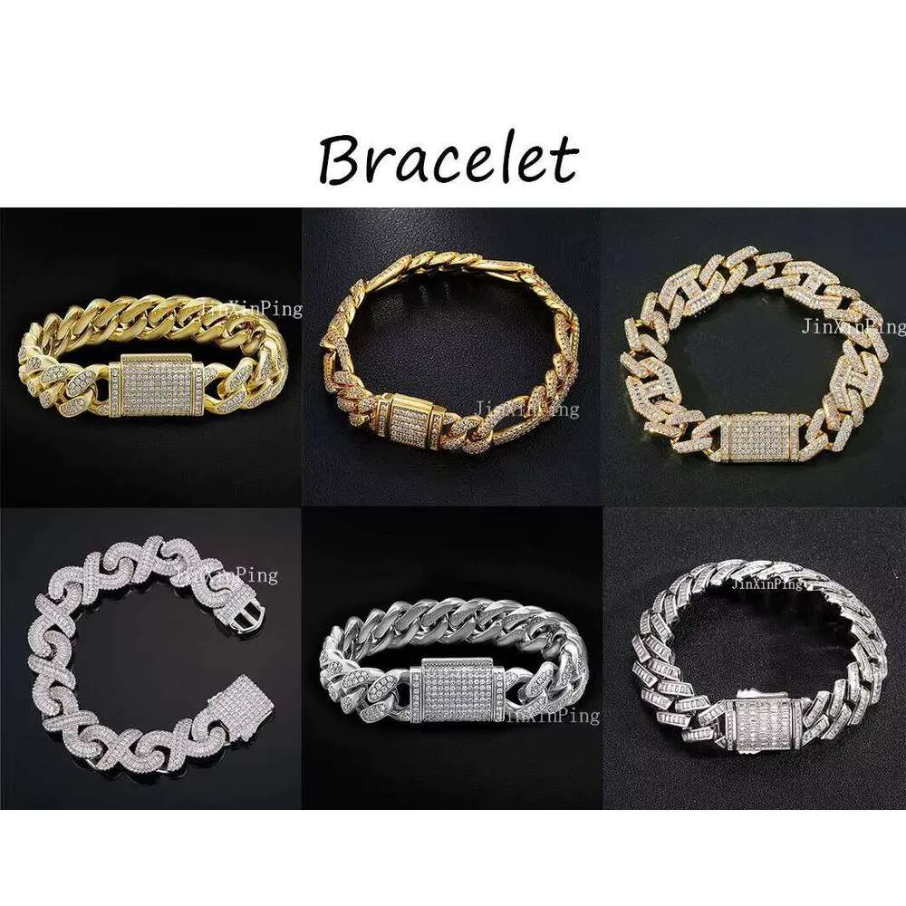 Men's Bracelets 2024 Colorful Moissanite Cuban Link White Gold Plated High Quality Hip Hop Bracelet_voghion.com