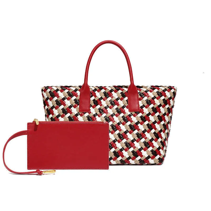 Nuova borsa da donna intrecciata, colorata, con texture, grande capacità, casual, versatile_voghion.com