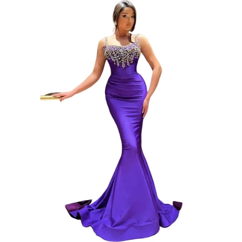 royal purple formal dress Custom Lace Royal Purple 3D Roses Mermaid Prom Dress