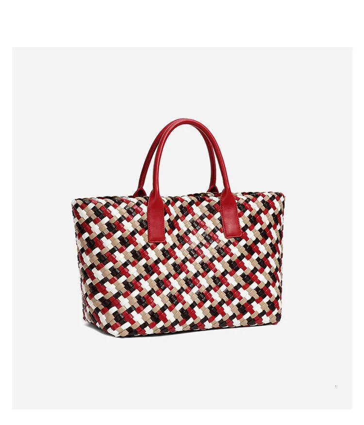 New Woven Women Design Colorful Handbag Textured Large Capacity Casual Versatile Tote Bag_voghion.com