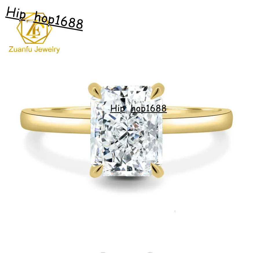 2025 NEW 4 Claw Solitaire Gemstone Rings 14K/18K Solid Yellow Gold Engagement Wedding Parties Gifts 3CT/9MM 3 5CT/9 5MM_voghion.com