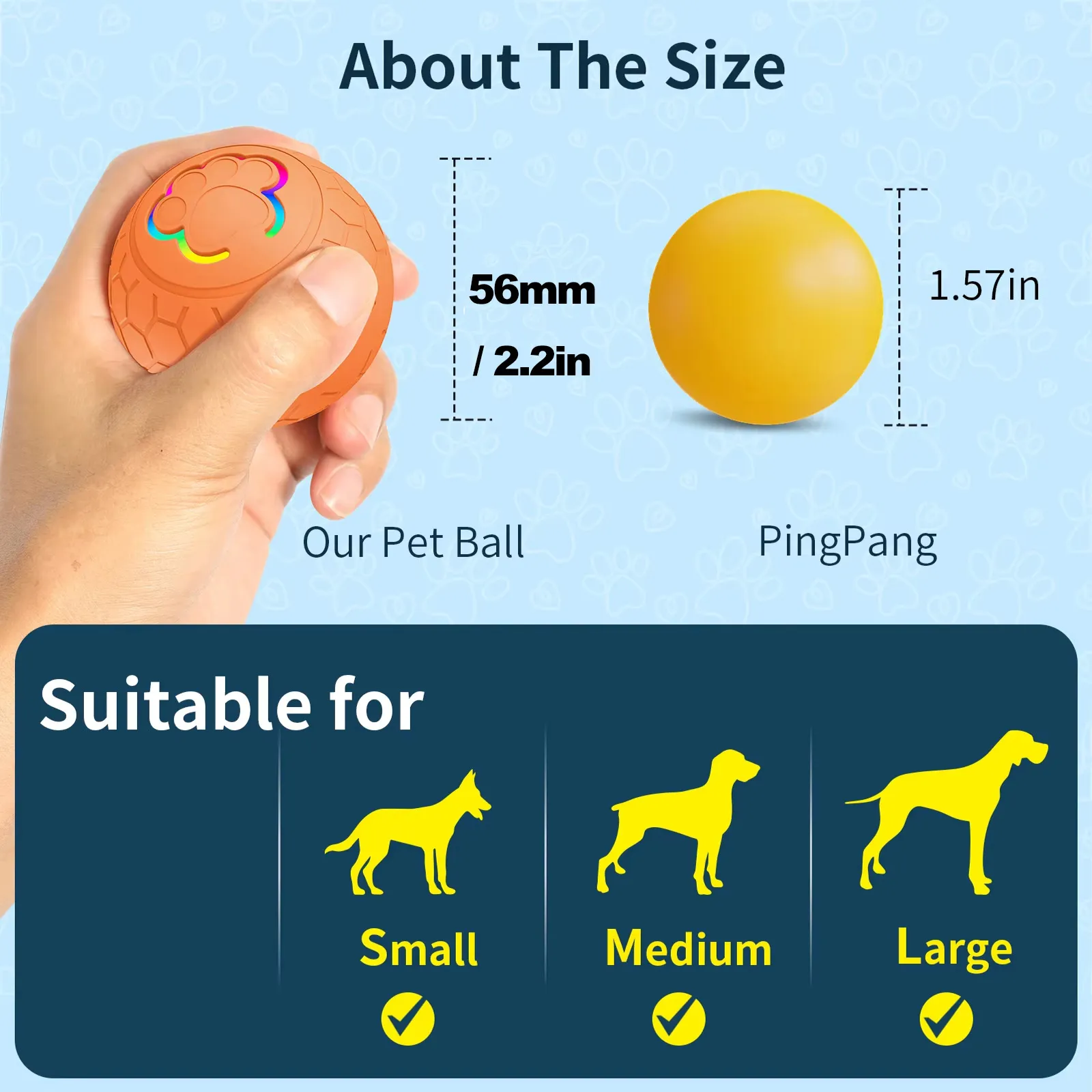 Smart Dog Electronic Interactive Pet USB Automatic Bouncing Rolling Toy Ball With RGB Lights Puppy Cat Product_voghion.com