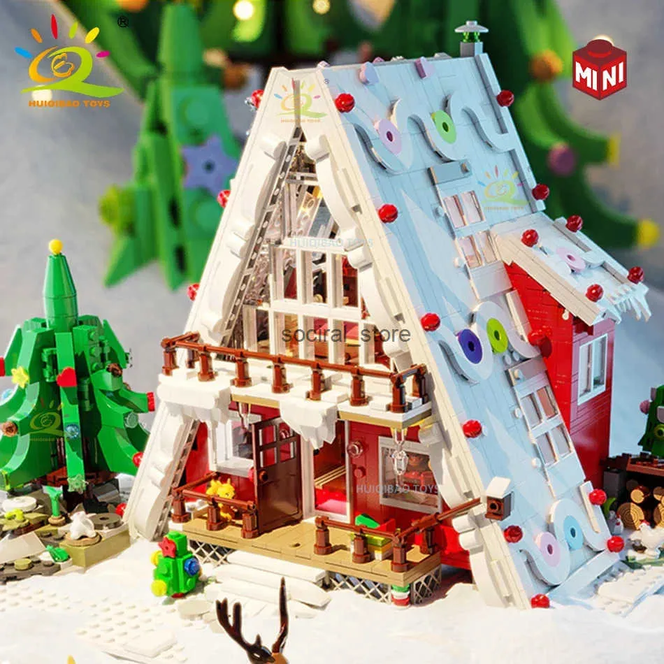 HUIQIBAO Santa Claus House Building Blocks Christmas DIY Model Cabin ...