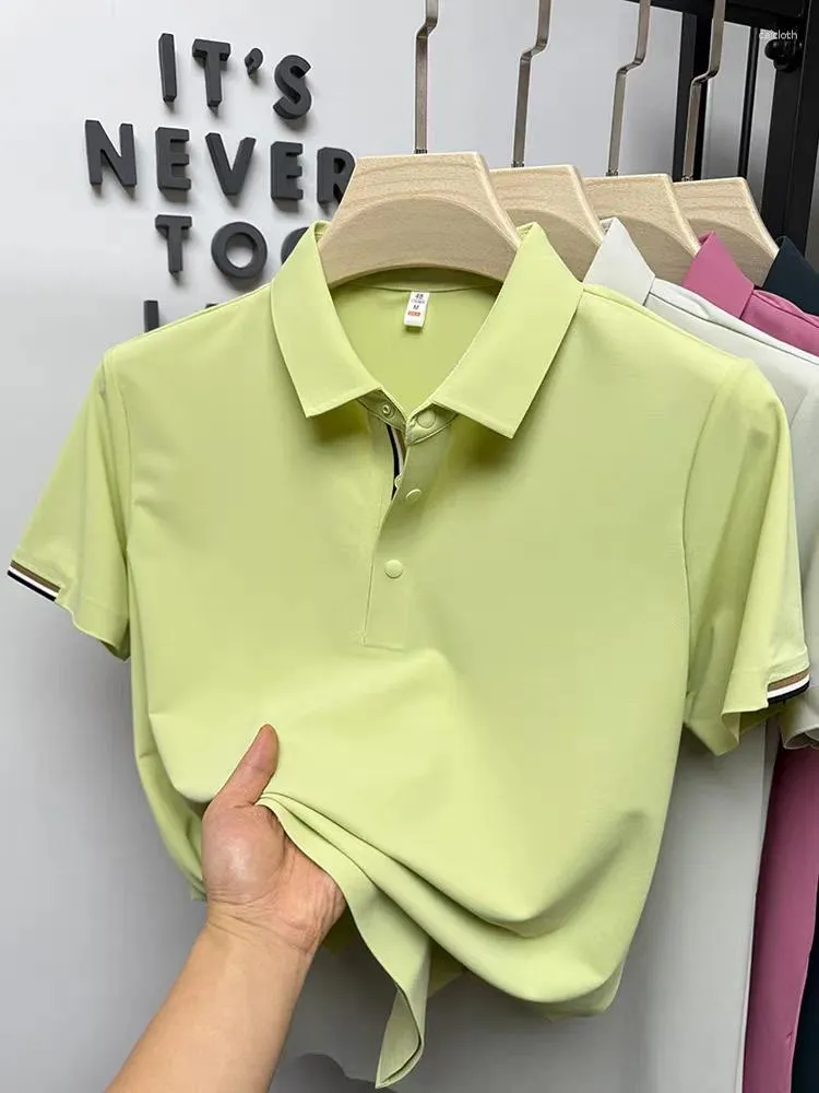 Mens Polos High Quality Ice Silk Cool Short Sleeve Polo Shirt