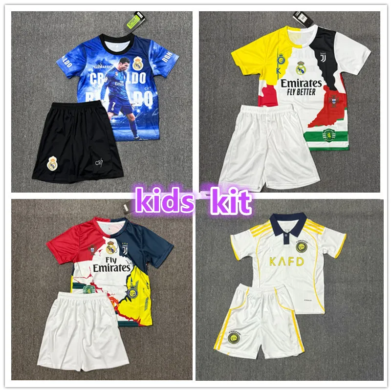 24 25 26 Al Nassr FC Soccer Jerseys Ronaldo Kids Kit Child Uniform