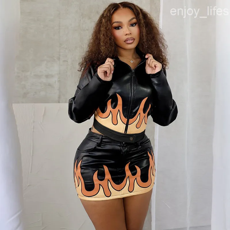 y2k winter dress Two Piece Fire Faux Leather ... From Enjoy_lifes, $32 90s Vintage Black Prom Wedding Dresses For Bridesmaids knit blend of polyester Color:Royal Navy Floral