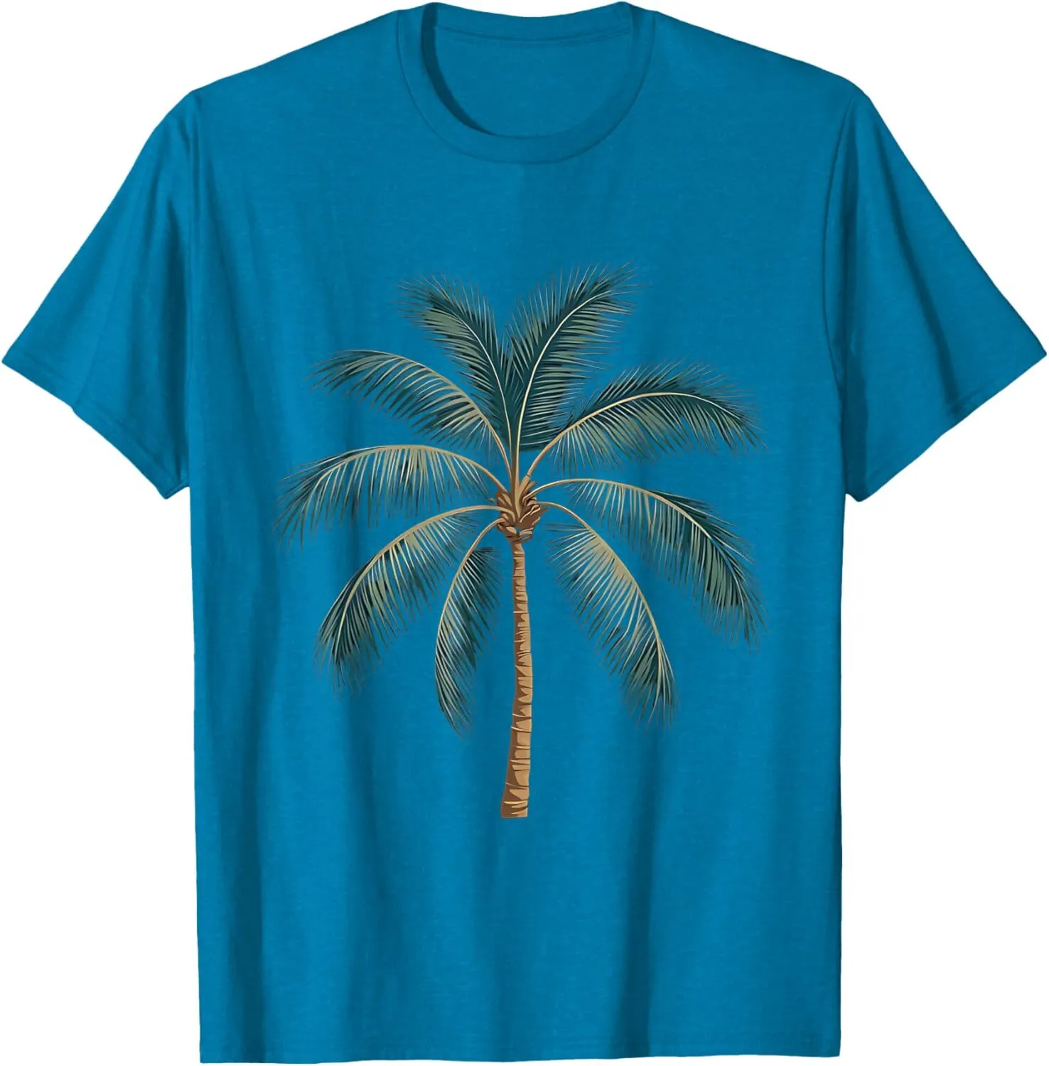 Tropical Beach T Shirt for Men Short Sleeve Crew Neck Palm Tree