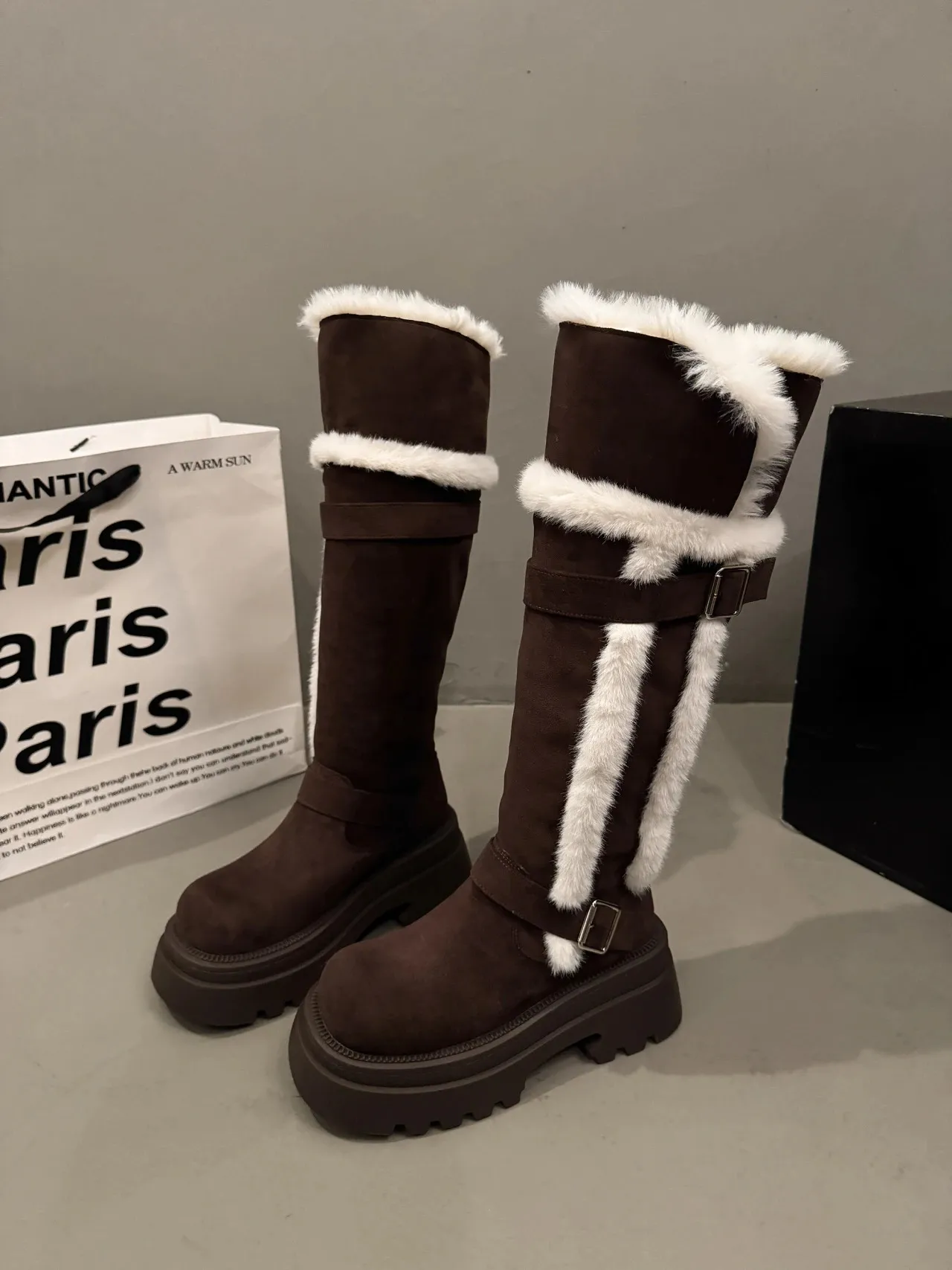 Women Snow Flats Platform Woman Warm Plush High Winter Trend Sport Casual Shoes Suede Chelsea Boots Mujer 251027_vogvips.com