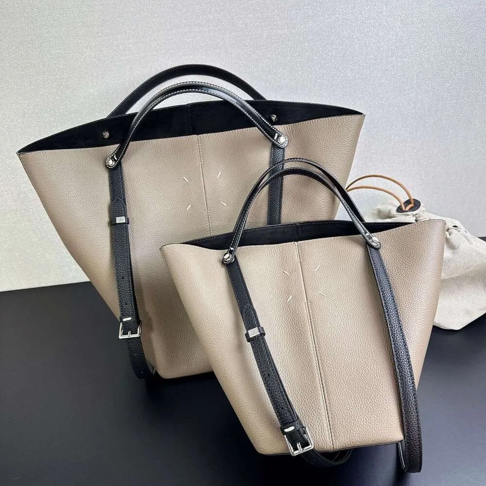 Extra Large Genuine Leather Bucket Shoulder Bag with Two Handles