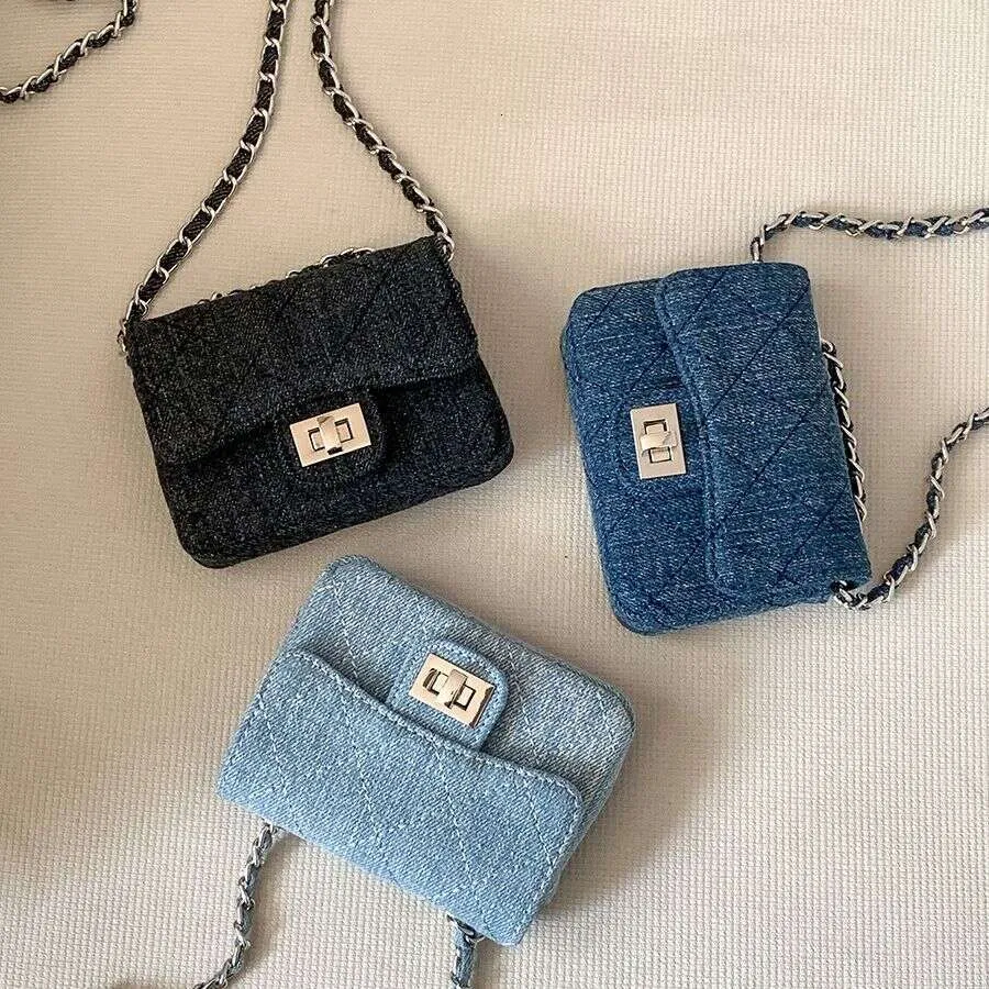 B5 Flap Lock Quilted Denim Crossbody Bags For Women Single Shoulder ...