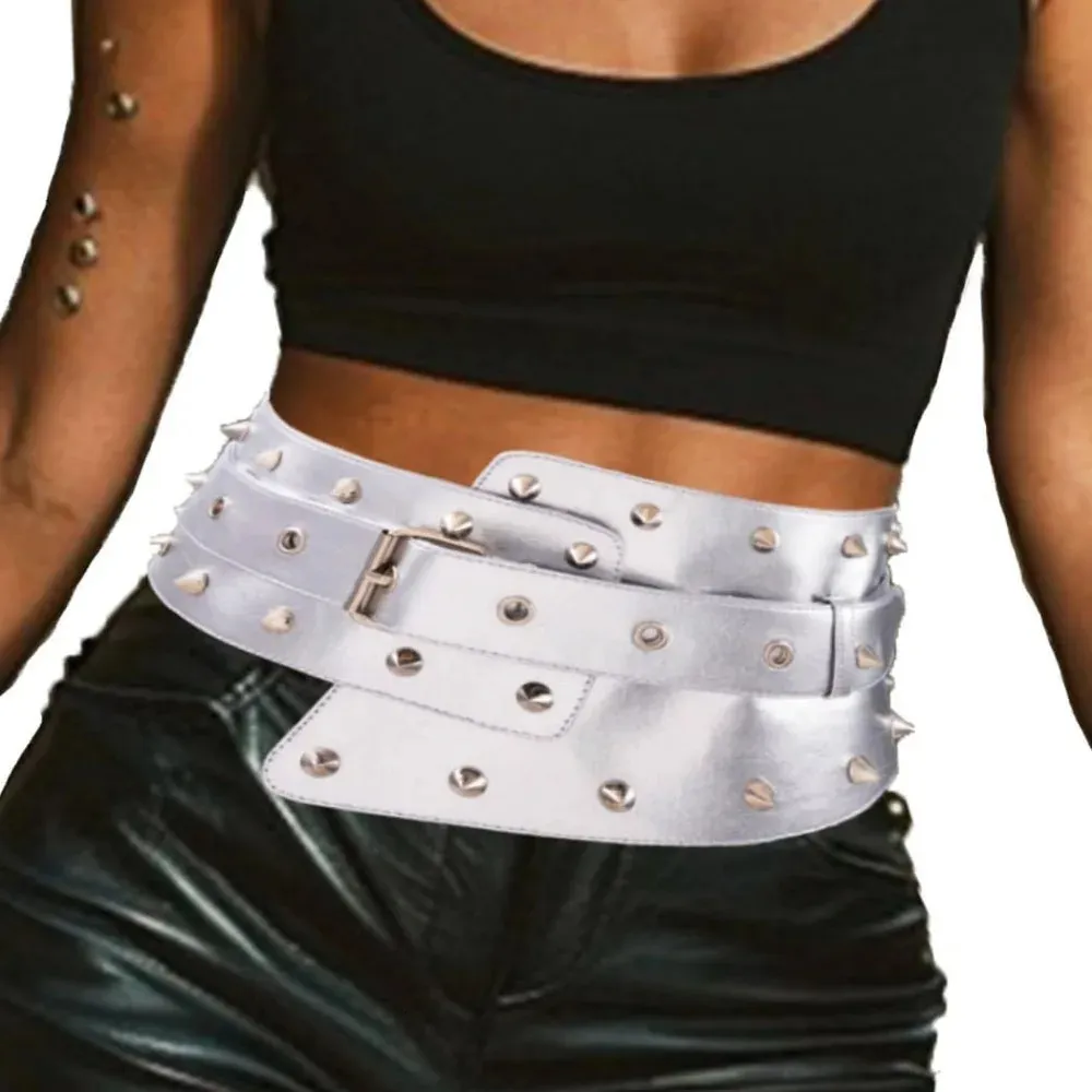 wide silver belts for dresses SILVER metallic leather waist belt with large round buckle. Soft leather belt in SILVER. Wide glitter genuine leather belt. Gold waist belt