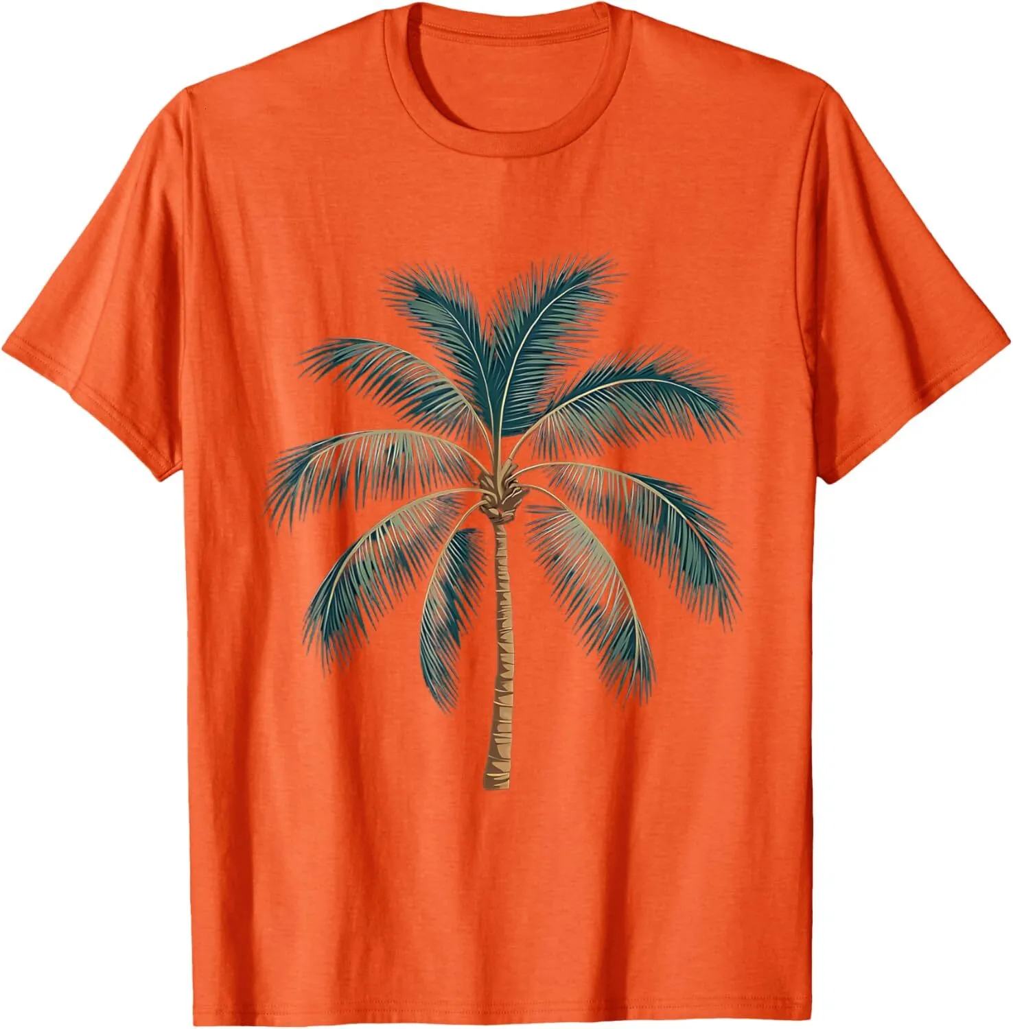Tropical Beach T Shirt for Men Short Sleeve Crew Neck Palm Tree
