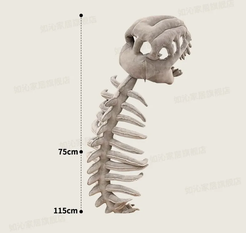 Costume De Dinosaure Squelette 80 Cm – Casque Portatif En Peluche Douce – Déguisement 3D Réglable Pour Jeu Imaginatif – Adulte Et Enfant