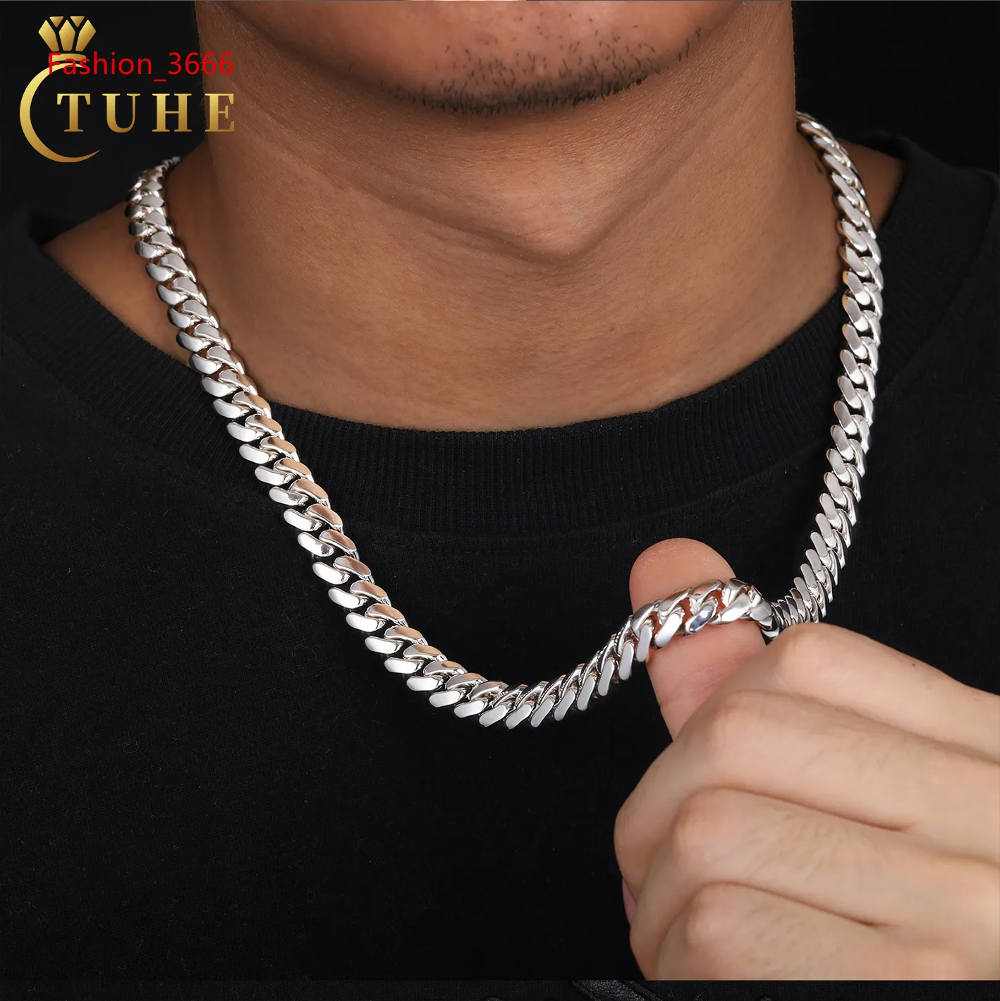925 Sterling Silver Cuban Link Chain Necklace 19.7 in 50 cm Silver