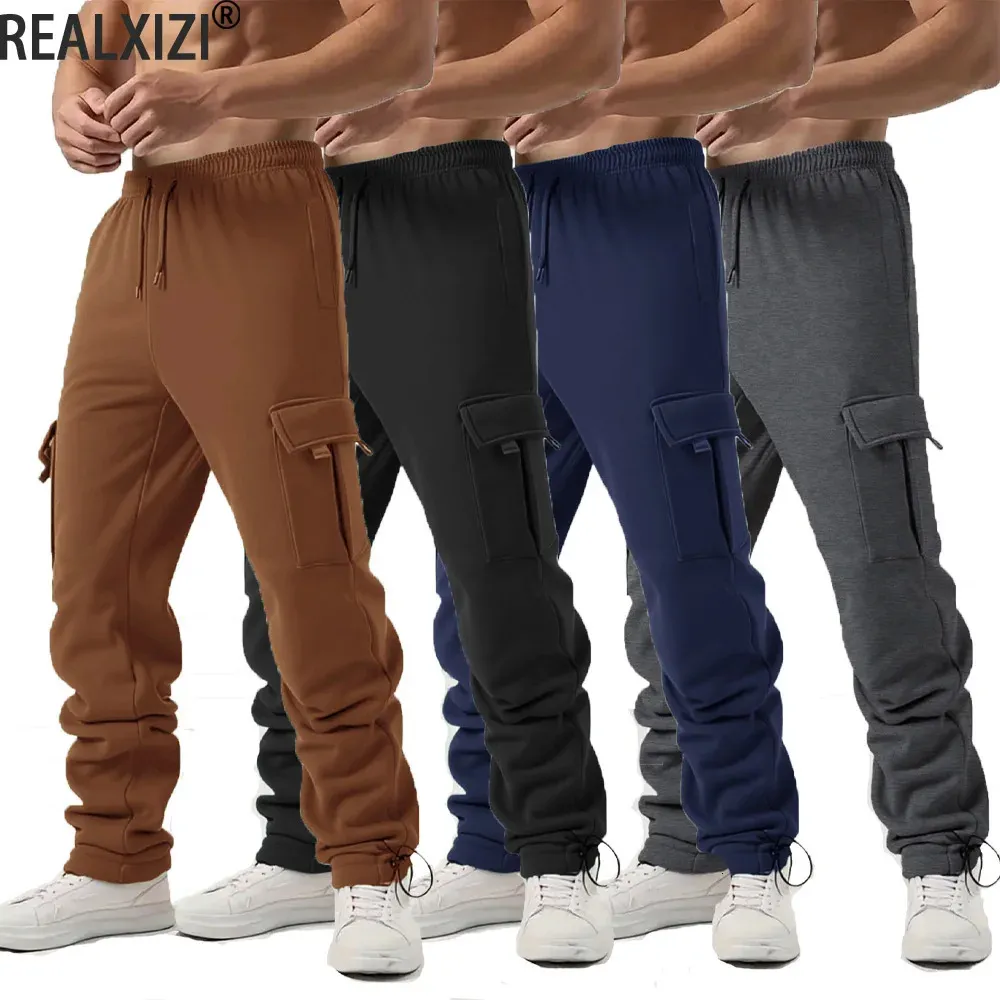 Pantalon De Sport Homme Grande Taille Ample - Tissu Polaire Chaud, Coupe Décontractée, Poches Latérales Et Arrière - Pour Le Travail, Le Jogging, Les Loisirs D'hiver