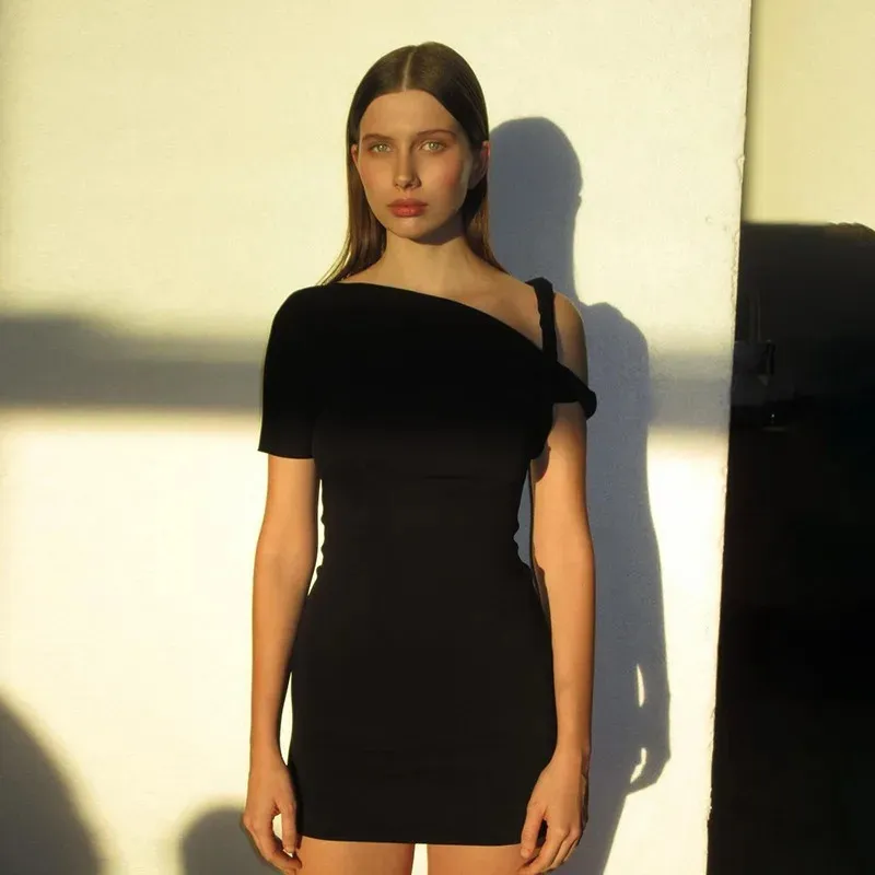 black mini club dress Black Satin Open Back Mini Dress