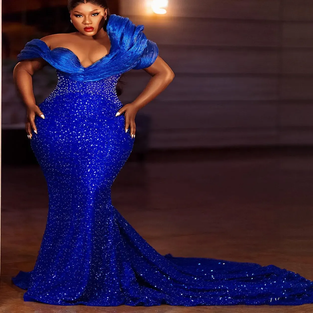 royal blue sheer prom dress Royal Blue Organza Princess Dress with Beading Bodice Ball Gown Prom Dress ARD2883