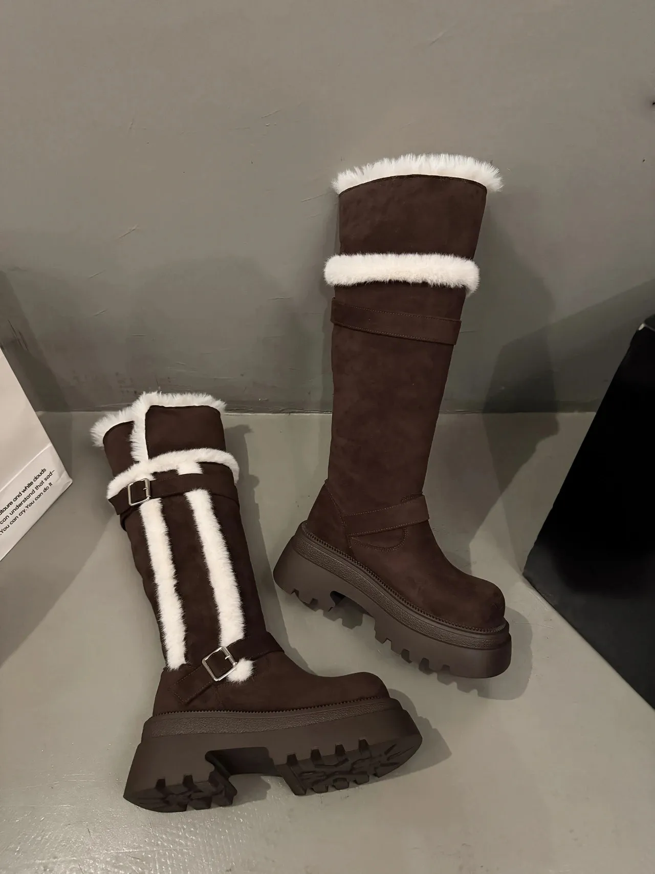 Women Snow Flats Platform Woman Warm Plush High Winter Trend Sport Casual Shoes Suede Chelsea Boots Mujer 251027_vogvips.com
