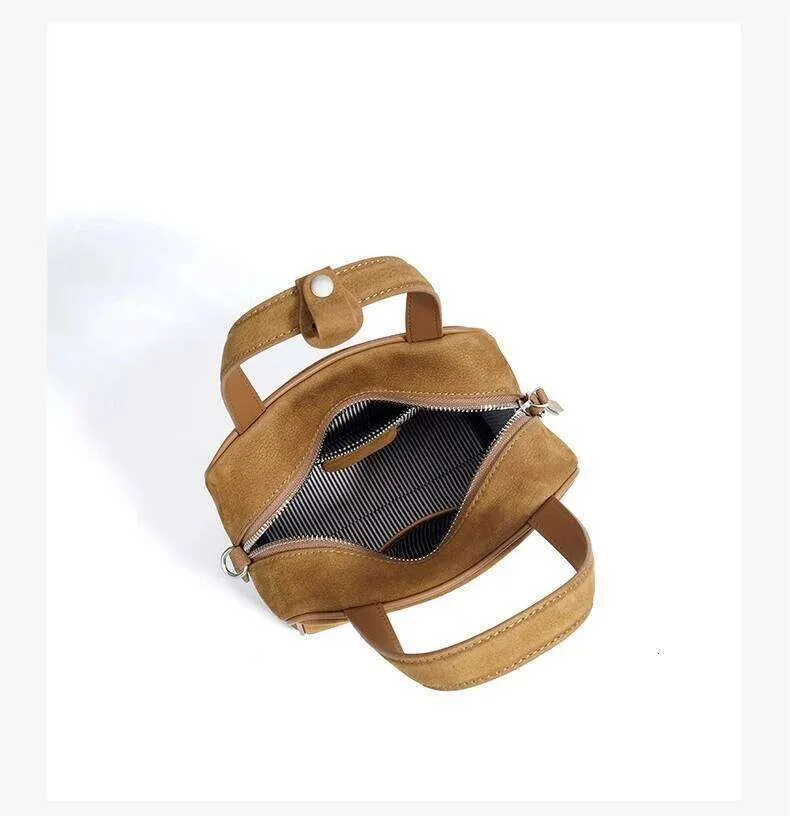 Schoudertas bowling voor dames van echt leer en suède retro stijl_voghion.com