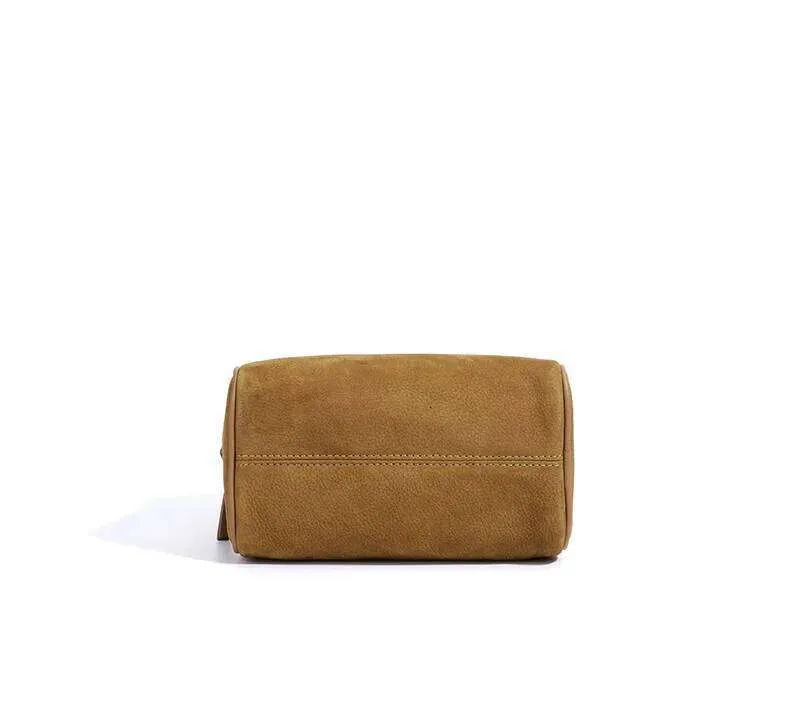 Schoudertas bowling voor dames van echt leer en suède retro stijl_voghion.com