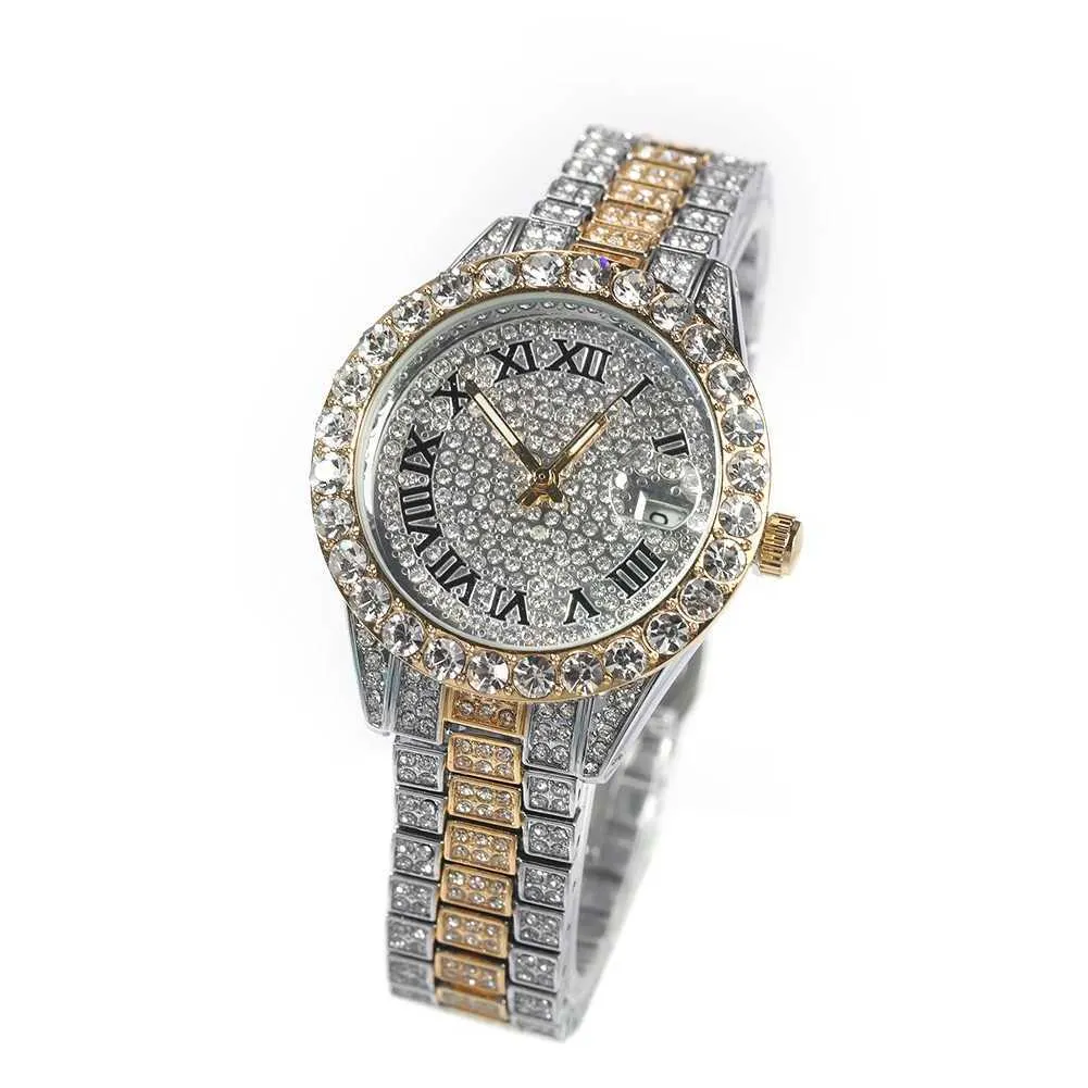 Uwin Womens Small Dial Quartz Wrist Watch Gold Nylon Band Pink Iced Out ...