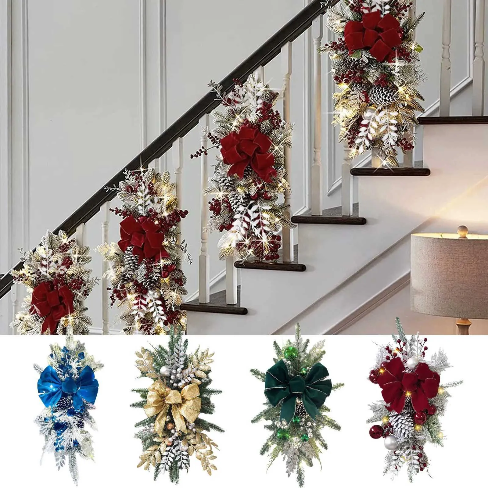 Guirnaldas Navideñas Para Puerta De Entrada Pasamanos De Escalera Navideña  Decoraciones Navideñas Guirnalda De Invierno Artificial Arco Decoración  Navideña XJ251101 De 5,44 € | DHgate, image size:1600x1600
