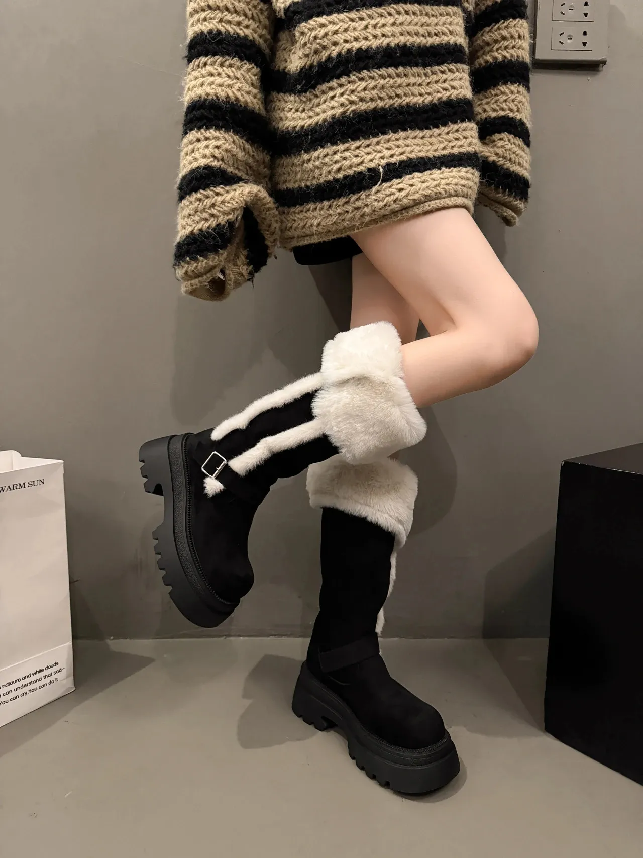 Women Snow Flats Platform Woman Warm Plush High Winter Trend Sport Casual Shoes Suede Chelsea Boots Mujer 251027_vogvips.com