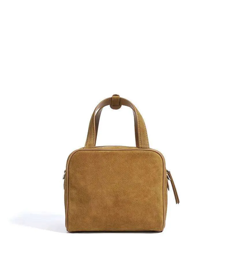 Schoudertas bowling voor dames van echt leer en suède retro stijl_voghion.com