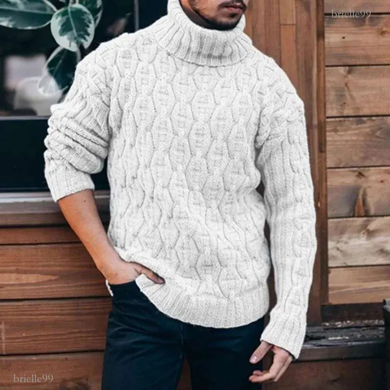 Knit Sweater Mens White Wool Jumper White Turtleneck Sweater Men's