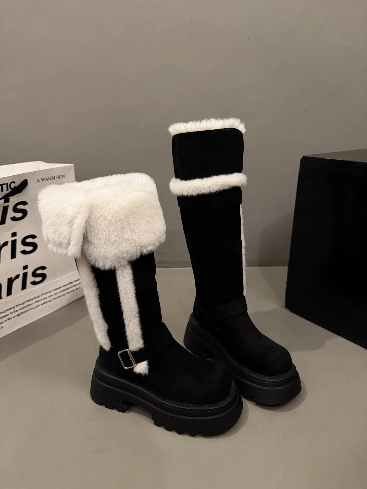 Women Snow Flats Platform Woman Warm Plush High Winter Trend Sport Casual Shoes Suede Chelsea Boots Mujer 251027_vogvips.com