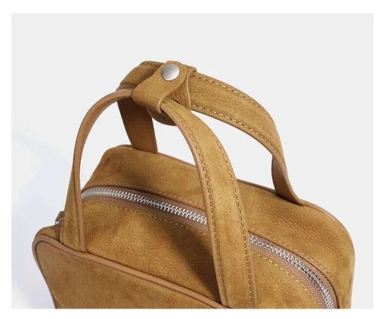 Schoudertas bowling voor dames van echt leer en suède retro stijl_voghion.com