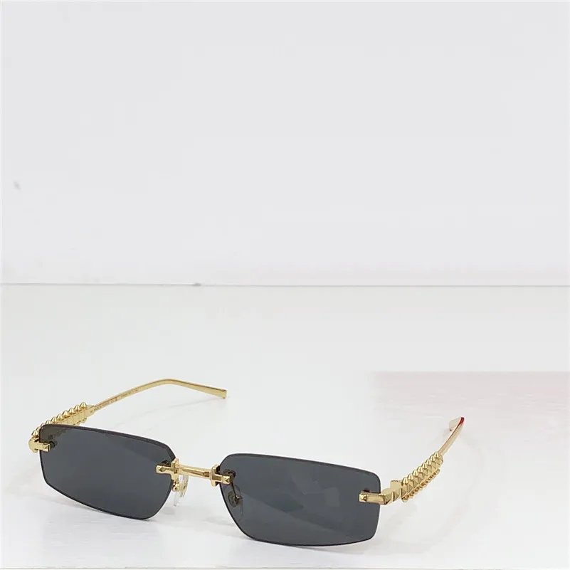 Rimless Rectangle Sunglasses UV400 Protection Unisex Unisex rimless rectangle sunglasses black & gold frame uv400  main image 3