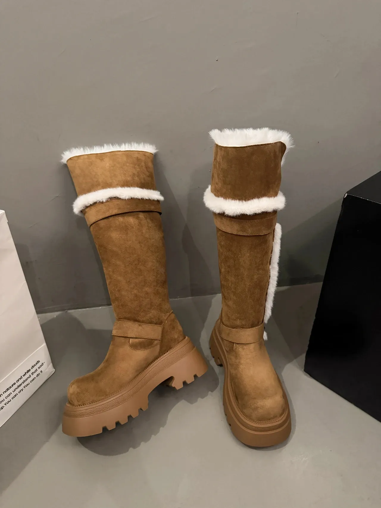 Women Snow Flats Platform Woman Warm Plush High Winter Trend Sport Casual Shoes Suede Chelsea Boots Mujer 251027_vogvips.com