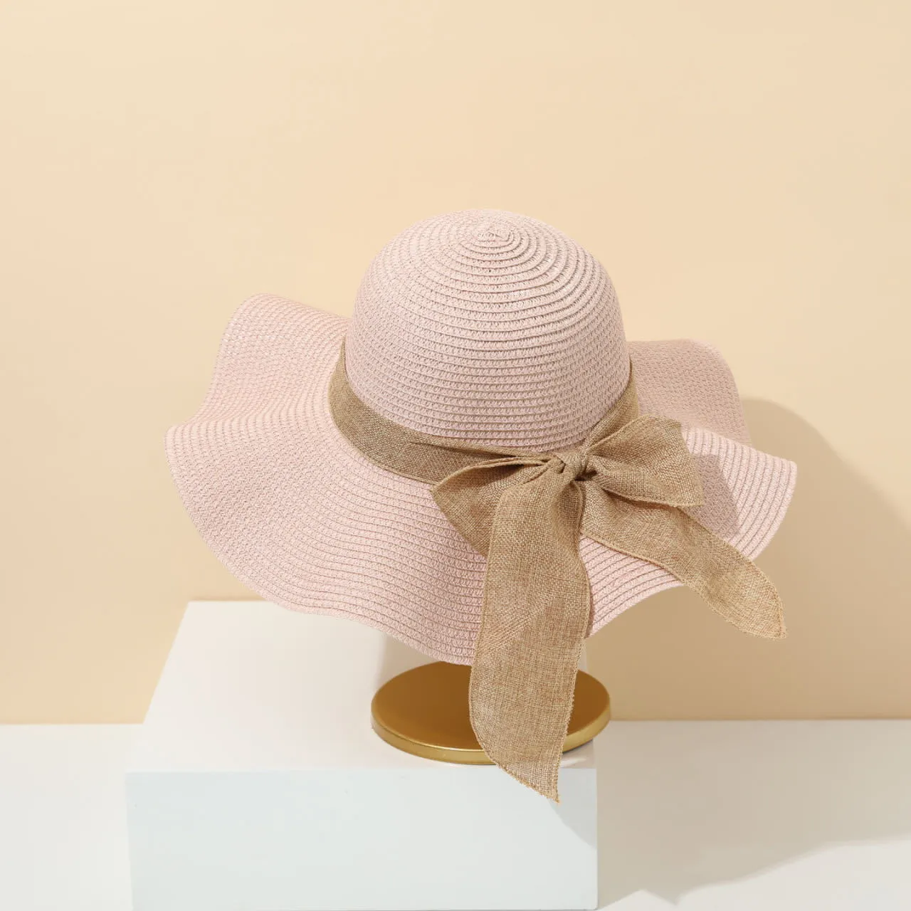 Sun Hat Large Brim Visor Packable Wide Brim Sun Hat With Bow 