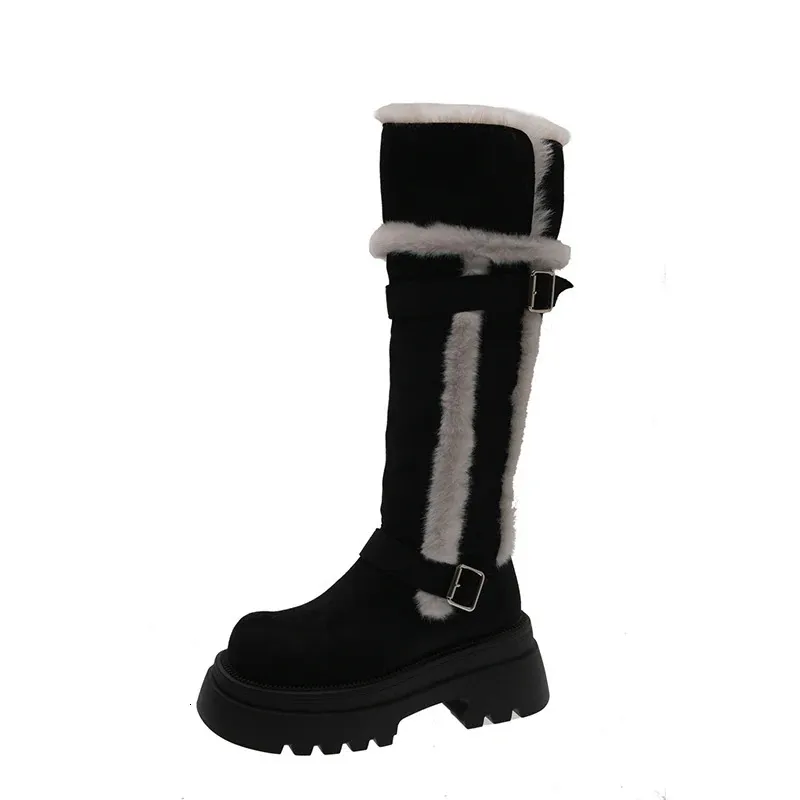 Women Snow Flats Platform Woman Warm Plush High Winter Trend Sport Casual Shoes Suede Chelsea Boots Mujer 251027_vogvips.com