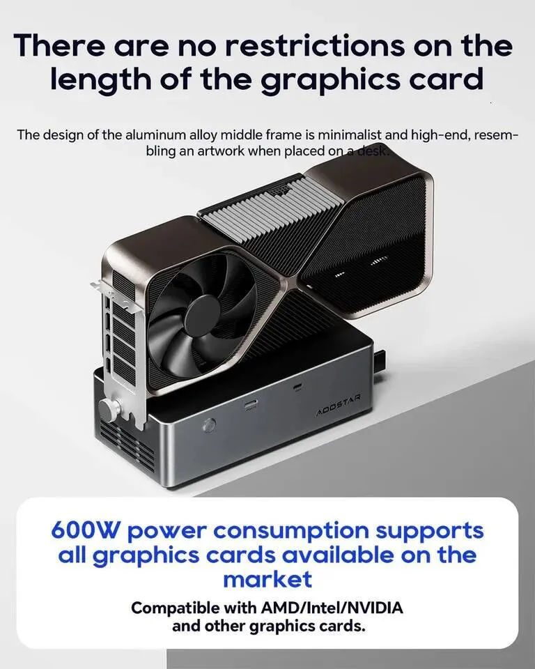 AOOSTAR AG02 EGPU Dock 800 W Güç Kaynağı Ile OCuLink USB4 Çift