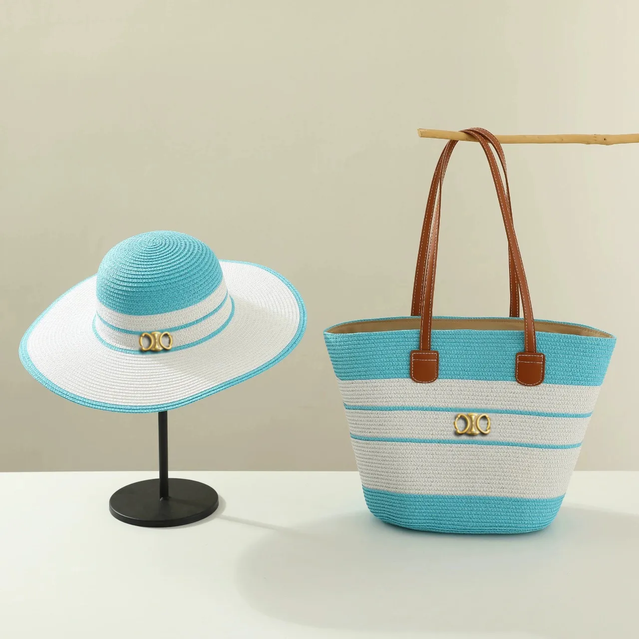 Womens Sun Hat & Boho Woven Bag Combo UV... From 